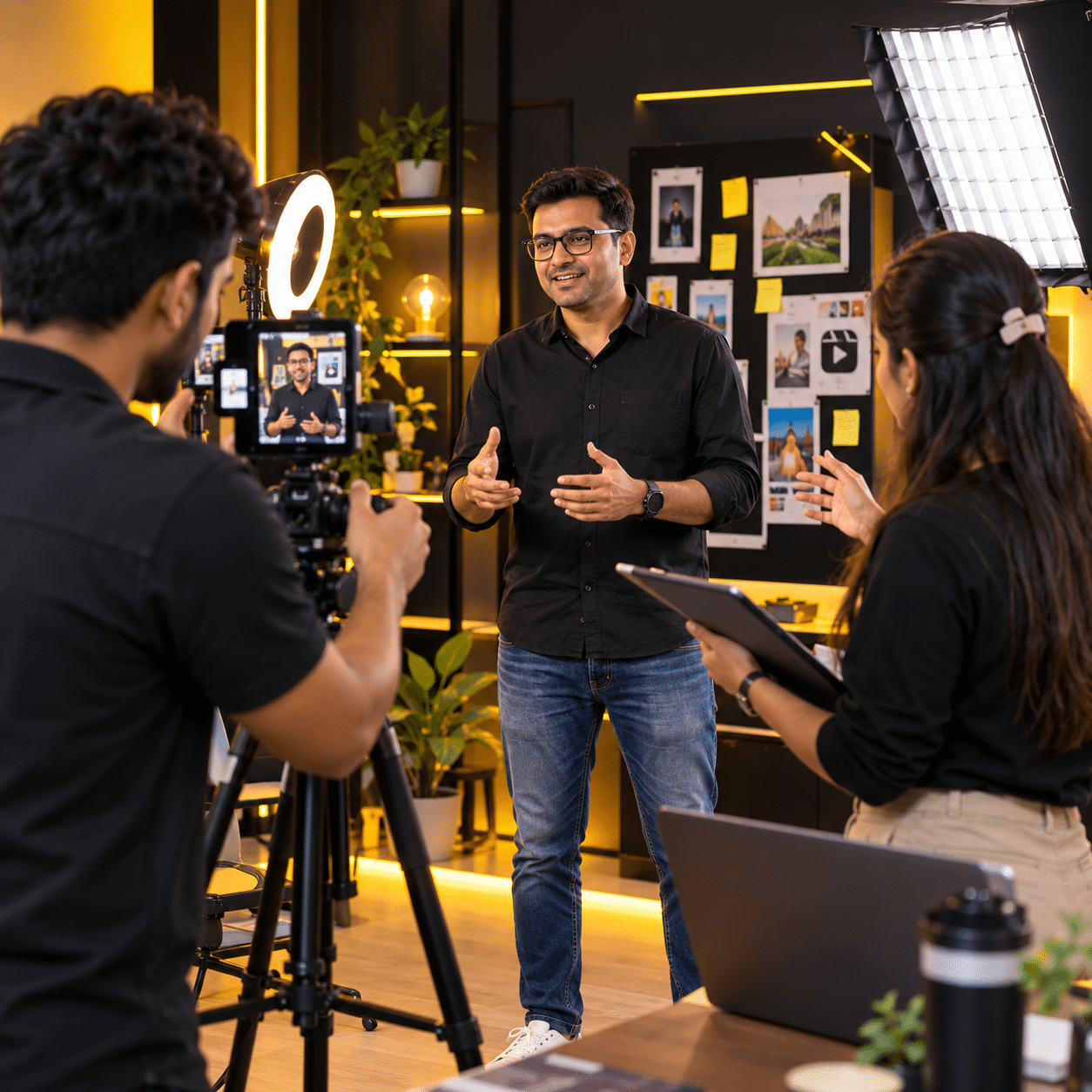 Behind the scenes content studio shoot for social media marketing