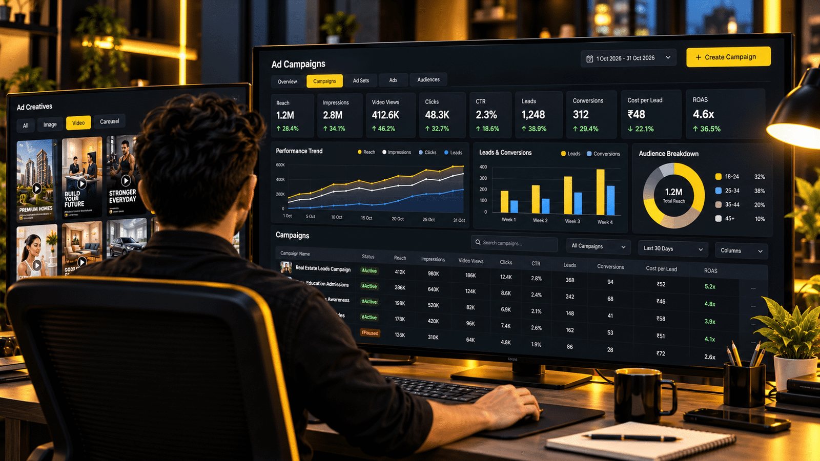 Social media advertising campaign analytics workspace