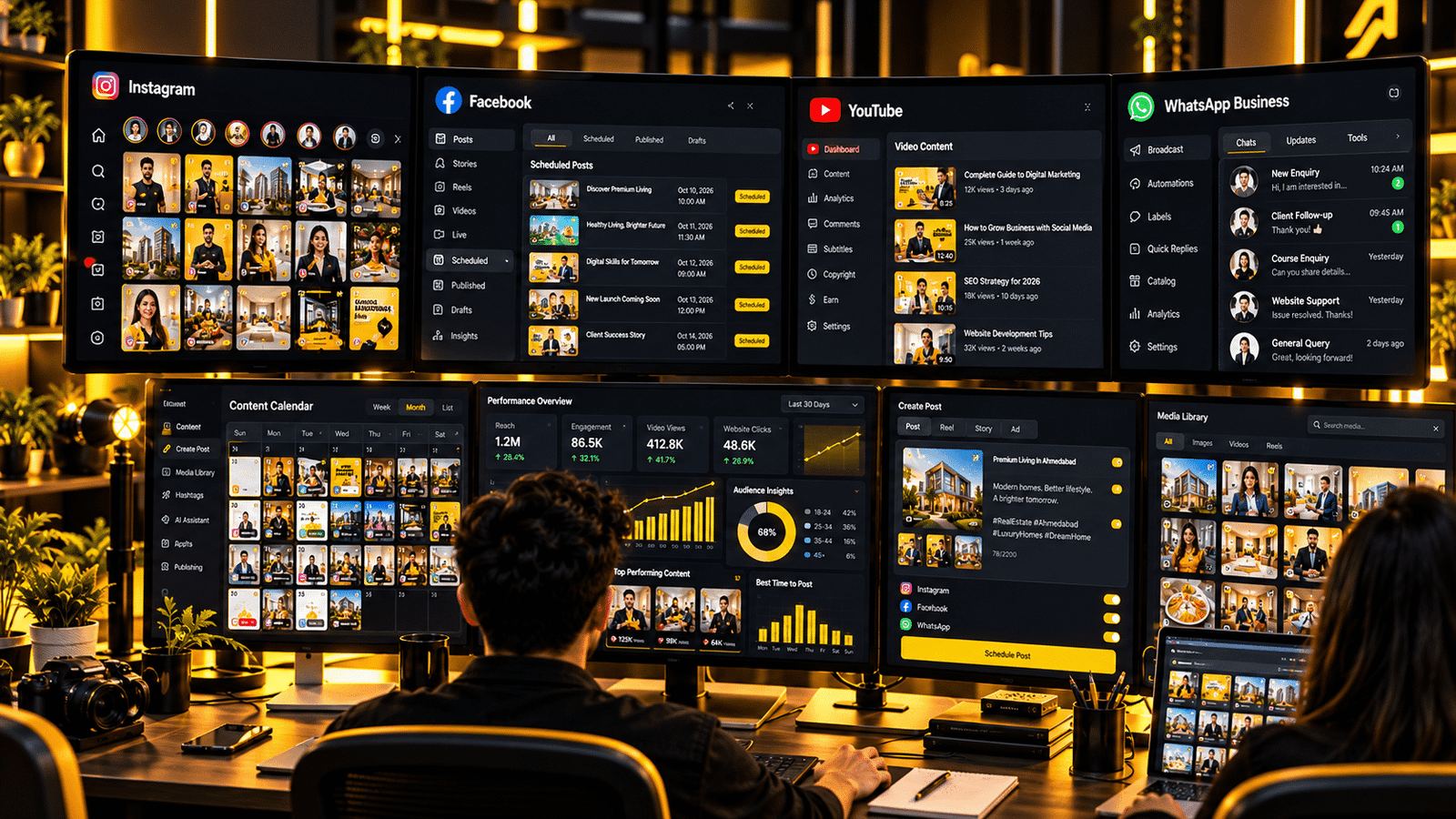 Social media account management and publishing workspace