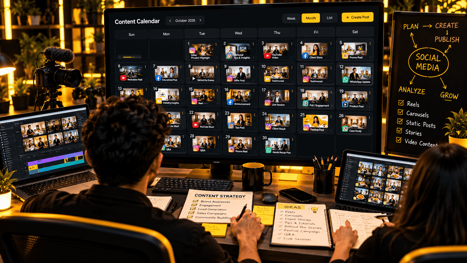 Social media content calendar and strategy planning