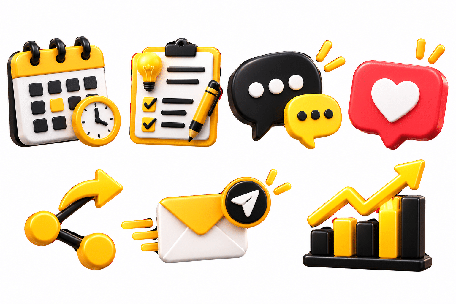 3D social media management icons