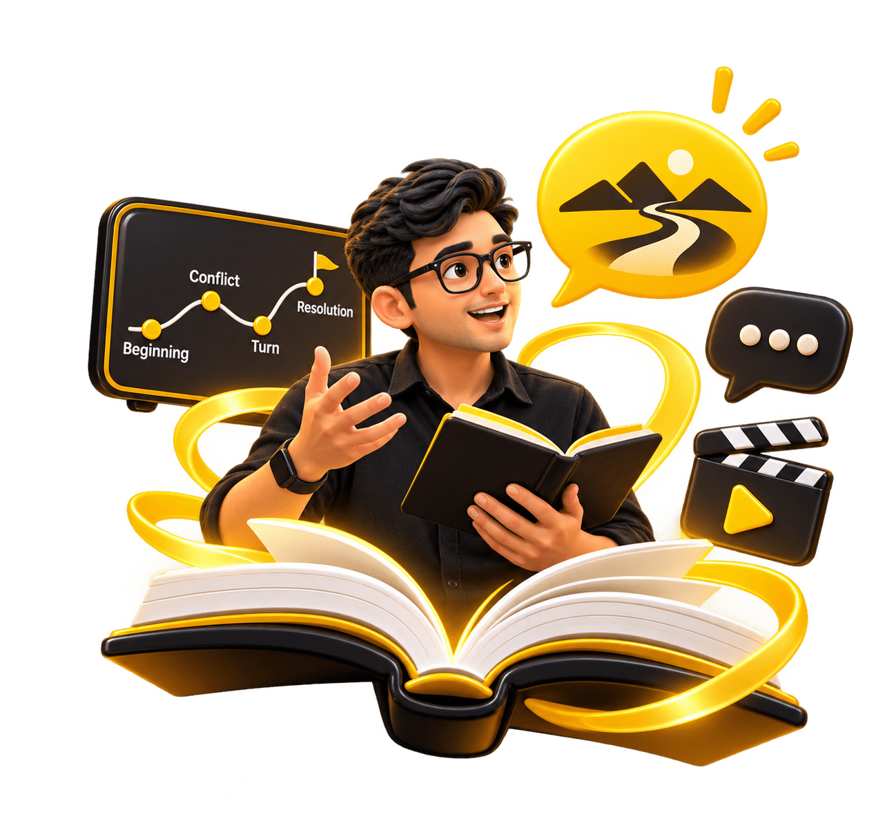 Social media storytelling 3D icon