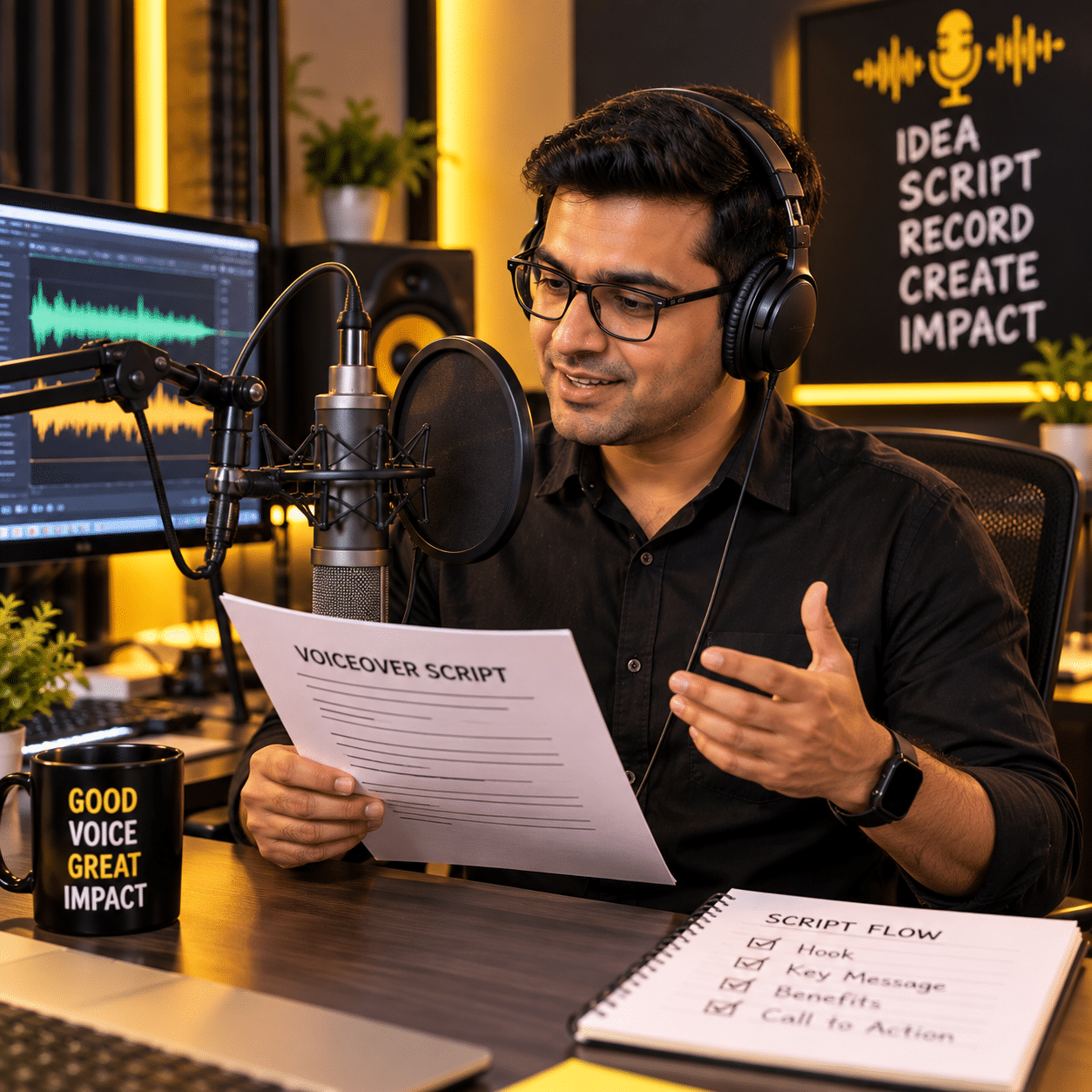 Voiceover and narration studio for social media content